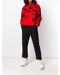 roter bedruckter Pullover mit einer Kapuze von McQ Alexander McQueen