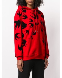 roter bedruckter Pullover mit einer Kapuze von McQ Alexander McQueen