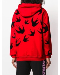 roter bedruckter Pullover mit einer Kapuze von McQ Alexander McQueen