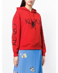 roter bedruckter Pullover mit einer Kapuze von Kenzo