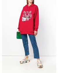 roter bedruckter Pullover mit einer Kapuze von Kenzo