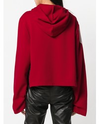 roter bedruckter Pullover mit einer Kapuze von Damir Doma