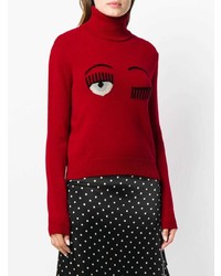 roter bedruckter Rollkragenpullover von Chiara Ferragni