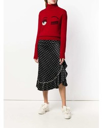 roter bedruckter Rollkragenpullover von Chiara Ferragni