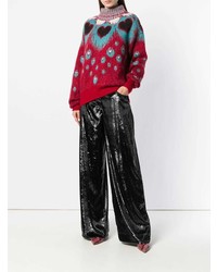 roter bedruckter Rollkragenpullover von Just Cavalli