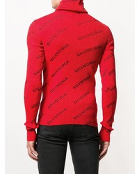 roter bedruckter Rollkragenpullover von Balenciaga