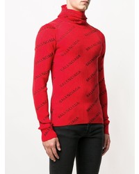 roter bedruckter Rollkragenpullover von Balenciaga