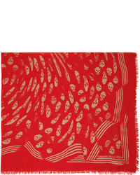 roter bedruckter Schal von Alexander McQueen