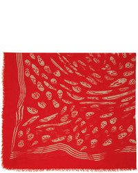roter bedruckter Schal von Alexander McQueen