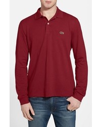 roter bestickter Polo Pullover