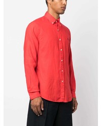 roter bestickter Polo Pullover von Polo Ralph Lauren