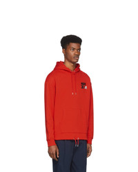 roter bestickter Pullover mit einem Kapuze von Kenzo