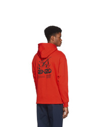 roter bestickter Pullover mit einem Kapuze von Kenzo