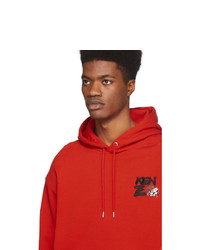 roter bestickter Pullover mit einem Kapuze von Kenzo