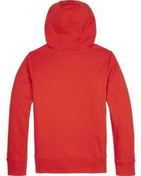 roter bestickter Pullover mit einem Kapuze von Tommy Hilfiger