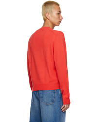 roter bestickter Pullover mit einem V-Ausschnitt von Acne Studios