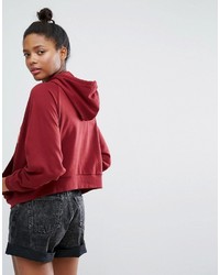 roter bestickter Pullover mit einer Kapuze von Monki