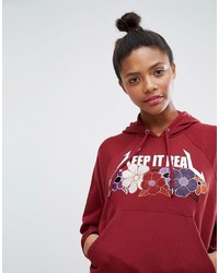 roter bestickter Pullover mit einer Kapuze von Monki