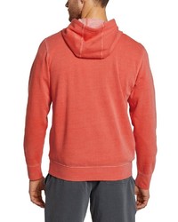 roter Fleece-Pullover mit einem Kapuze von Eddie Bauer