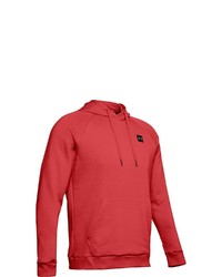 roter Fleece-Pullover mit einem Kapuze von Under Armour