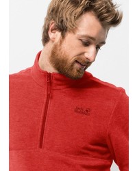 roter Fleece-Pullover mit einem Reißverschluss am Kragen von Jack Wolfskin