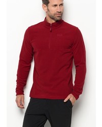 roter Fleece-Pullover mit einem Reißverschluss am Kragen von Jack Wolfskin