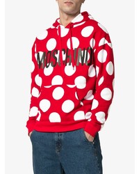 roter gepunkteter Pullover mit einem Kapuze von Moschino