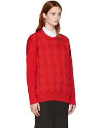 roter gepunkteter Pullover mit einem Rundhalsausschnitt von Junya Watanabe