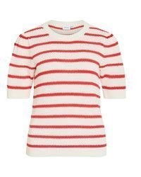roter horizontal gestreifter Kurzarmpullover von Vila