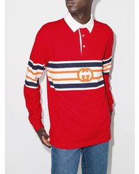 roter horizontal gestreifter Polo Pullover von Gucci