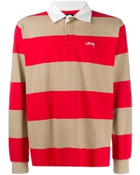 roter horizontal gestreifter Polo Pullover von Stussy
