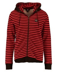roter horizontal gestreifter Pullover mit einem Kapuze von Volcom