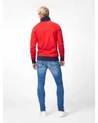 roter horizontal gestreifter Pullover mit einem Reißverschluß von Produkt
