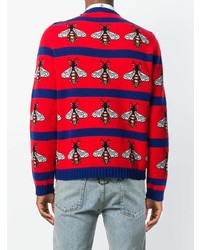 roter horizontal gestreifter Pullover mit einem Rundhalsausschnitt von Gucci