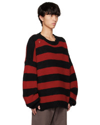 roter horizontal gestreifter Pullover mit einem Rundhalsausschnitt von Mastermind World