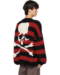 roter horizontal gestreifter Pullover mit einem Rundhalsausschnitt von Mastermind World