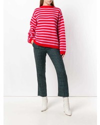 roter horizontal gestreifter Pullover mit einem Rundhalsausschnitt von Sofie D'hoore