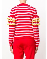 roter horizontal gestreifter Pullover mit einem Rundhalsausschnitt von MSGM