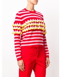 roter horizontal gestreifter Pullover mit einem Rundhalsausschnitt von MSGM