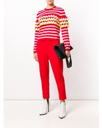 roter horizontal gestreifter Pullover mit einem Rundhalsausschnitt von MSGM