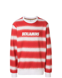 roter horizontal gestreifter Pullover mit einem Rundhalsausschnitt von Les Benjamins
