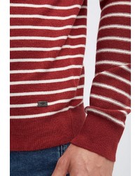 roter horizontal gestreifter Pullover mit einem Rundhalsausschnitt von Petrol Industries