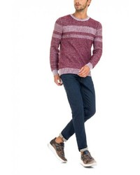 roter horizontal gestreifter Pullover mit einem Rundhalsausschnitt von SALSA