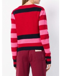 roter horizontal gestreifter Pullover mit einem Rundhalsausschnitt von Hilfiger Collection