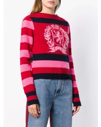 roter horizontal gestreifter Pullover mit einem Rundhalsausschnitt von Hilfiger Collection