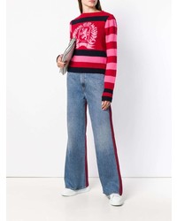 roter horizontal gestreifter Pullover mit einem Rundhalsausschnitt von Hilfiger Collection