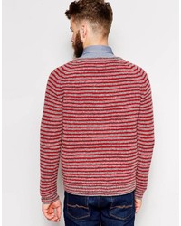 roter horizontal gestreifter Pullover mit einem Rundhalsausschnitt von Peter Werth