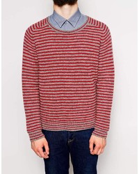 roter horizontal gestreifter Pullover mit einem Rundhalsausschnitt von Peter Werth