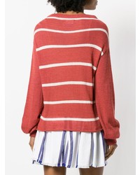 roter horizontal gestreifter Pullover mit einem Rundhalsausschnitt von MiH Jeans