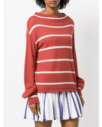 roter horizontal gestreifter Pullover mit einem Rundhalsausschnitt von MiH Jeans